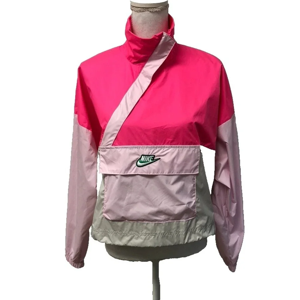 Nike Windbreaker Track Jacket Womens Small Pink Retro 90s Y2K Cropped‎ Gorpcore